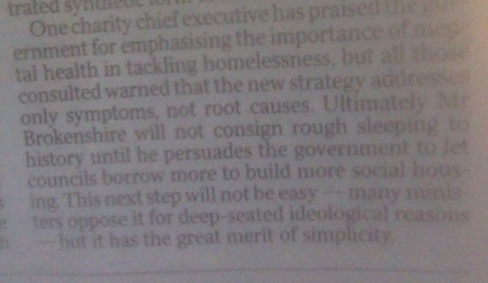 Times edit on rough sleeping bcks councils ignores their criminal part